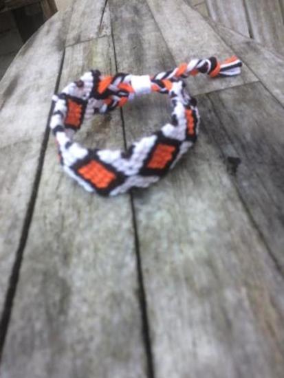Ibiza armband geknoopt diamond wit/orange