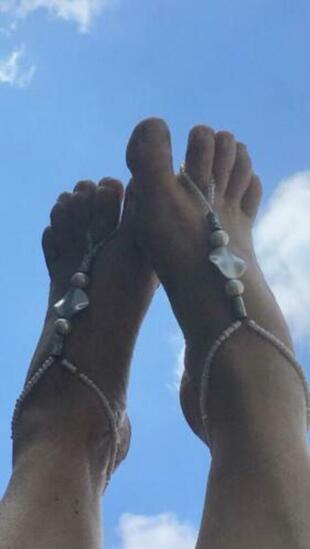 Barefootsandals elastisch square/grote parels