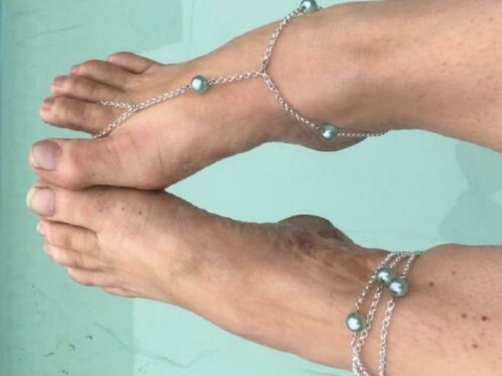 Turquoise enkel setje (barefootsandal en enkelband)