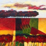 Gestyleerde visie op Hollands polderlandschap. Variatie op dit thema: het ruige landschap van de Provence en andere Mediterrane streken.