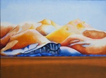 My landscape paintings have been developing over the past couple of years towards slightly surreal works or works where certain aspects are exaggerated to the point of banality to create a strong impression. <bClick on a painting to enlarge and then move the mouse over the image to zoom</b>