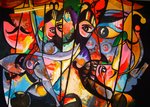 A series of paintings done as a result of several visits to Sicily. The style is perhaps partly cubist. <bClick on a painting to enlarge and then move the mouse over the image to zoom</b>