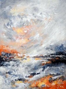 Zeegezichten, schilderijen van zee en strand, kustlandschappen. Figuratieve en geabstraheerde vergezichten in acryl en mixed media.