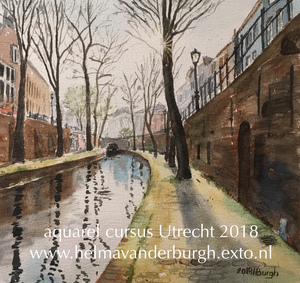 aquarellen van diverse locaties in Utrecht, met dank aan diverse fotograven: GJJFM, Heleen Klop, Nicolette van Heesch, Martijn Rietveld, Janneke Richter, Jan van Lent van Van der Burgh