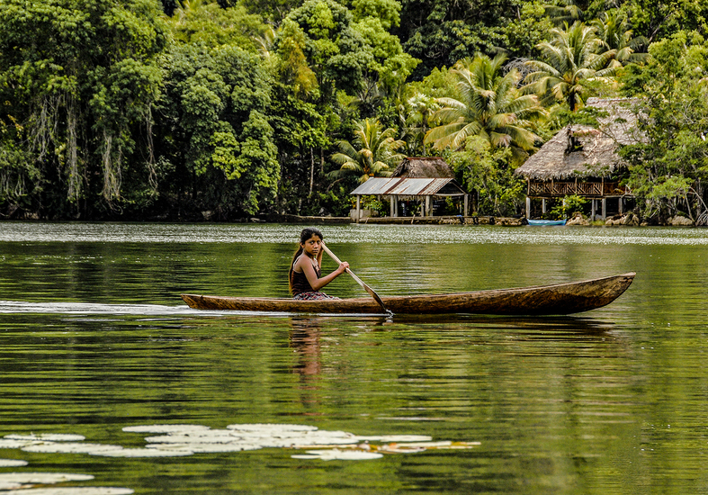 Girl in canoe on Rio Dulce