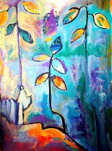 deze kunst ontaat door de ongeloofelijke drang om te schilderen, het is mijn passie, en dit deel van kunst ontstaat door te beginnen aan een schilderij zonder te weten wat het eindresultaat gaat zijn, het komt vanbinnen uit. ik geniet van deze ontdekkingstocht naar wat komen gaat.