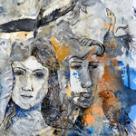 Figuratief- en gestileerd werk in acryl op doek of papier.