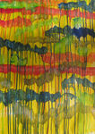Experimenten met druipende verf en inkt.