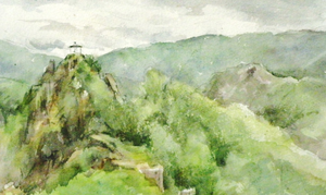een overzicht van landschappen ,stadsgezichten e.d., uitgevoerd in aquarel, en/of met potlood , pen en inkt