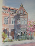 illustratieve tekeningen en schilderijen van huizen en hofjes