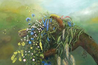 Wilde bloemen op boomtak 1 Wilde bloemen op boomtak 1
