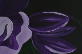 Drieluik paarse bloemen Drieluik paarse bloemen