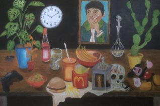 Groot stilleven met portret van Jeroen Groot stilleven met portret van Jeroen