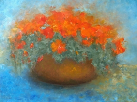 Bloemen in koperen ketel Bloemen in koperen ketel