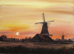 avondrood over de Zaanse Schans avondrood over de Zaanse Schans