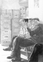 Mannen in een oude bar Mannen in een oude bar