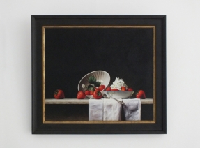 Giclée van Stilleven met aardbeien en slagroom Giclée van Stilleven met aardbeien en slagroom