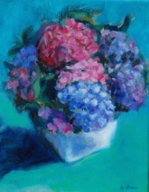 Hortensia in witte vaas Hortensia in witte vaas
