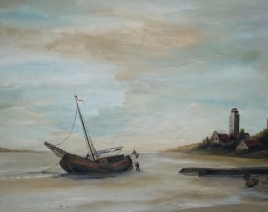Schepen op een strand. Schepen op een strand.