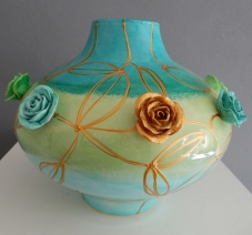 vaas 'groen blauw & goud' vaas 'groen blauw & goud'