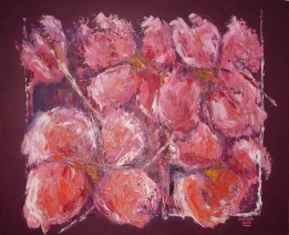 Bloemachtigen rose in aubergine venster MARQUA321 € 695 Bloemachtigen rose in aubergine venster MARQUA321 € 695