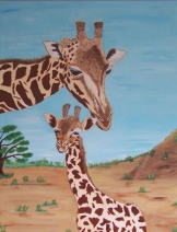 Giraffe met baby Giraffe met baby