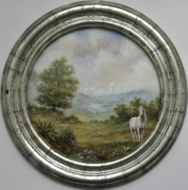 Wit paardje in landschap Wit paardje in landschap