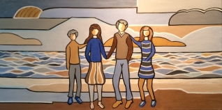 Happy family op het strand Happy family op het strand