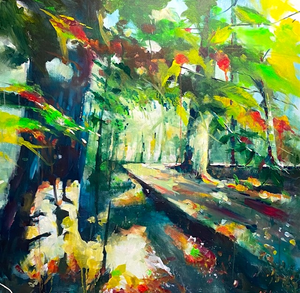 Impressionistische landschappen in olieverf, soms gemaakt op locatie, soms in atelier op grond van eerder plein-air werk of referentiefotoos.