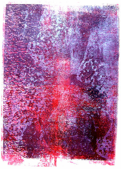 Structuur van rood met witte kasseien - mono-print van maastricht, grafische kunst