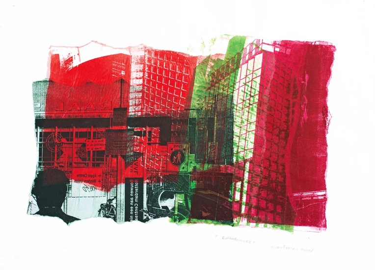 station Amstel in Amsterdam city - colorful art-print of Dutch architecture