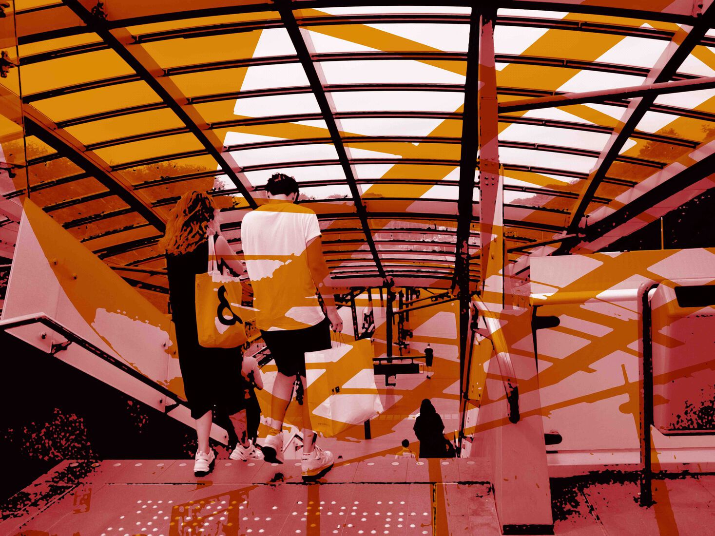Bij de roltrap bij metrostation Noorderpark Amsterdam-Noord 1,- digitale art print