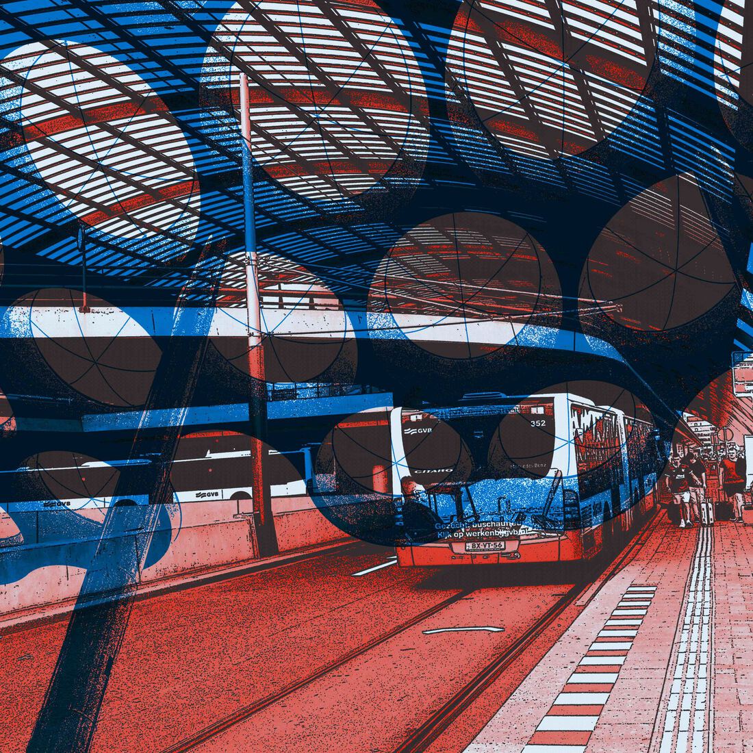 Busstation Amsterdam cs 3,- digitale art print