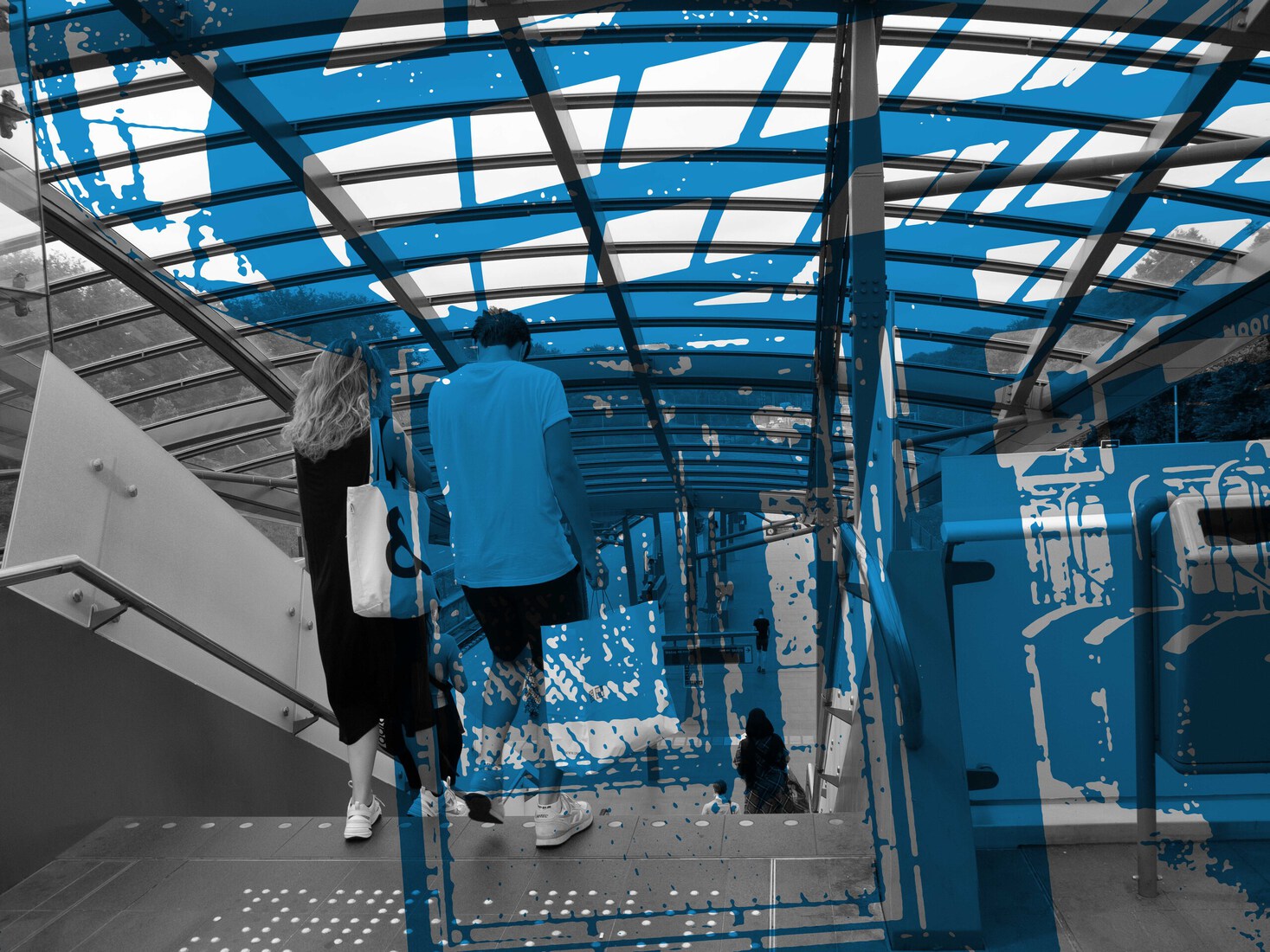 Op de trap van metrostation Noorderpark 1.- digital art print