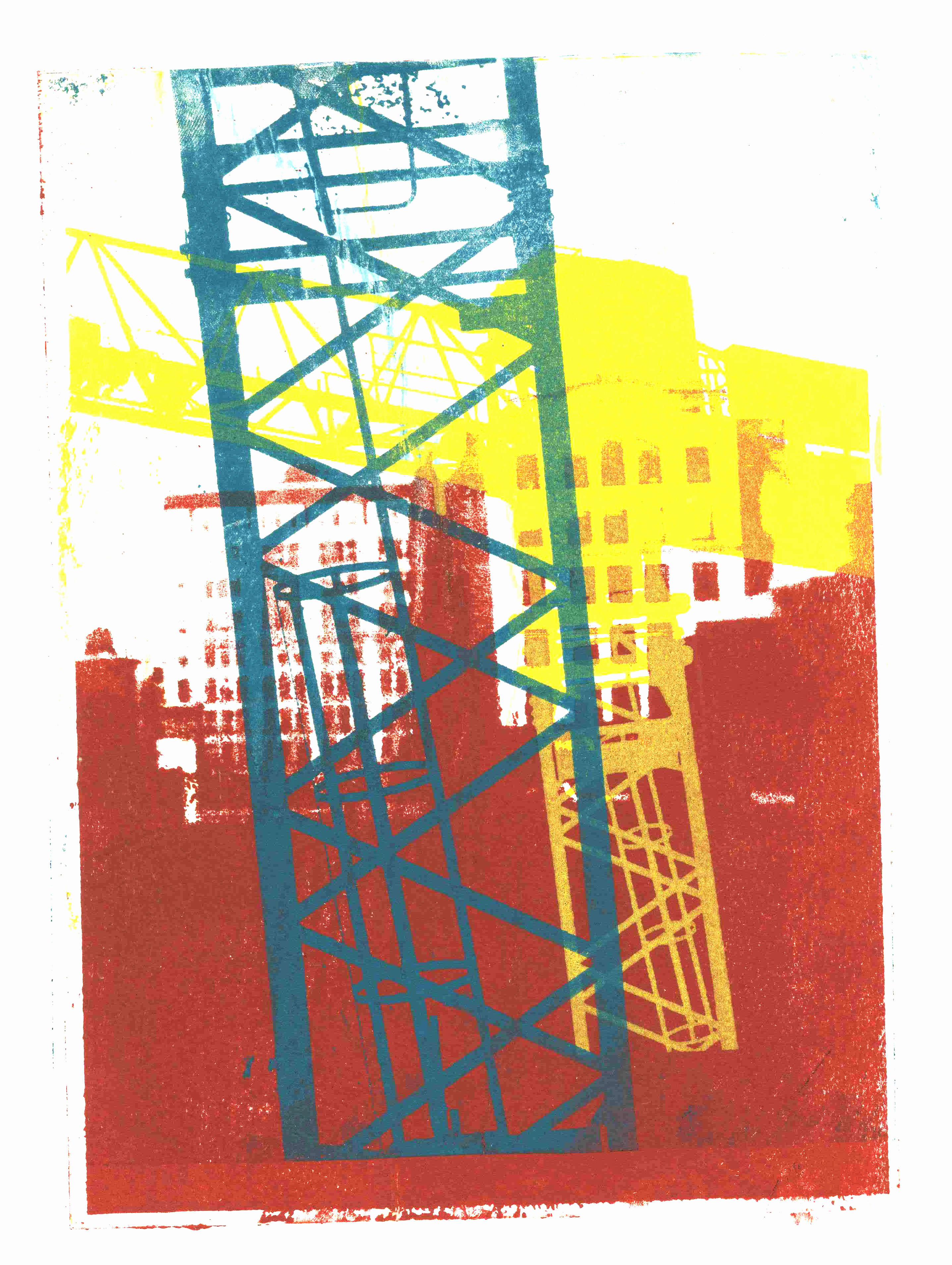 Moderne Stad 2. - grafische collage kunst / monotype