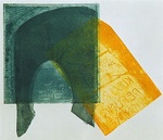 Poorten in mono-prints - foto-collages en in kleur-litho. Deze grafiek-kunst heb ik gedrukt in 2001 - 2002. De lithos zijn de laatste die ik heb gemaakt. Daarna ging ik geheel over op de monoprint techniek, waarbij ik mijn eigen foto's gebruikte als basis beeldsmateriaal