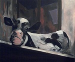 Koeien zijn erg leuke schilderachtige beesten. Ze doen het goed op het doek. De varkens komen eraan!