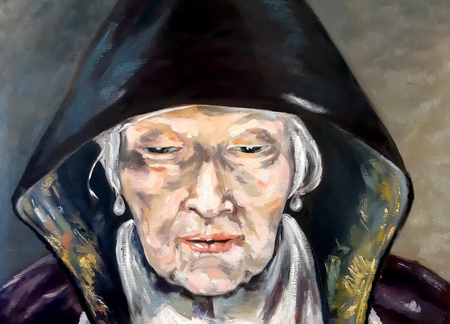 Lezende oude vrouw geïnspireerd door Rembrandt van Rijn