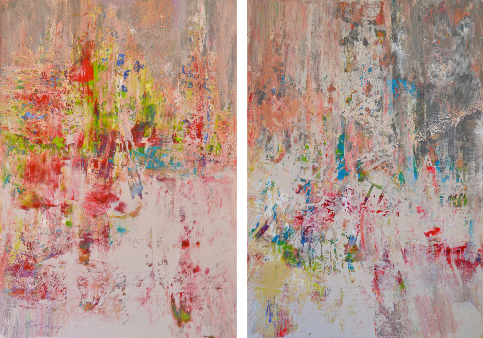 Blossoms at dusk. Diptych