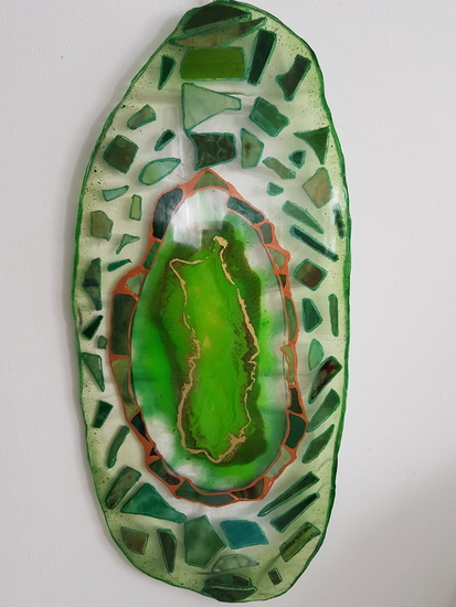 geode groen met stukjes tifanyglas
