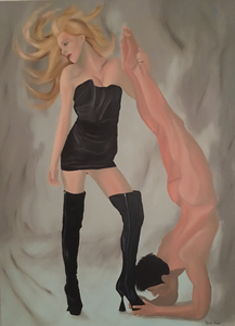 Het begon allemaal met een eerste schilderij, genaamd 'Anita'. Bijna voordat de verf droog was, was het verkocht. Geïnspireerd door deze heuglijke gebeurtenis begon ik een serie van hooggehakte vrouwen te schilderen.
Er leek een hele gemeenschap van 'hakkenliefhebbers' te bestaan, want deze schilderijen bleven verkocht worden. Het leidde ook tot een aantal schilderijen die in opdracht werden gemaakt.