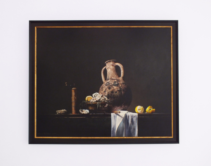 Giclée van Stilleven met kruik en oesters