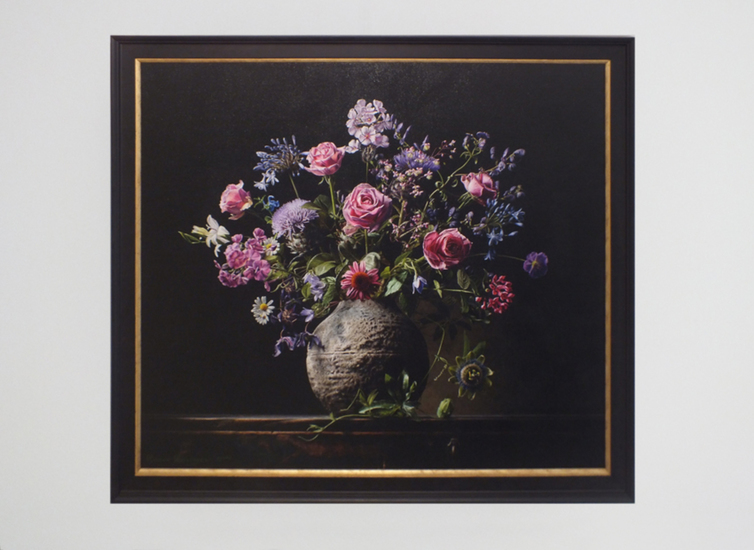 Giclée van Bloemstilleven met passiebloem en phlox