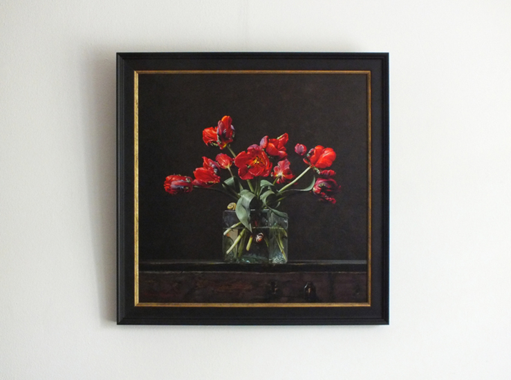 Giclée van Stilleven met papegaaitulpen