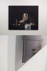 Dibond: De afdruk van een hoge resolutie foto wordt met siliconenlijm op ontspiegeld plexiglas (3mm) geplakt. Daarna wordt het op een dibondplaat (dikte 3 mm) geplakt en voorzien van een robuust ophangsysteem.