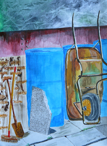 Aquarel, acryl op hout en acryl op doek