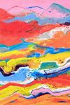 Acryl-schilderijen op doek(3D) en achter glas van een serie Berglandschappen