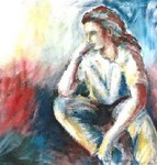 Portret olieverf 70 x 70 cm 1994 olieverf
