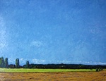 Kleurijke landschappen met palet en penseel gemaakt.