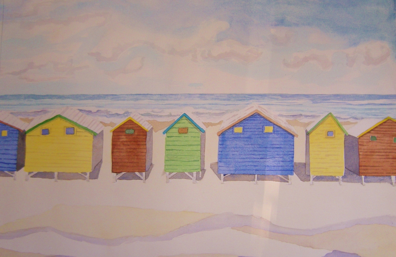 Aquarel 24 Strandhuisjes